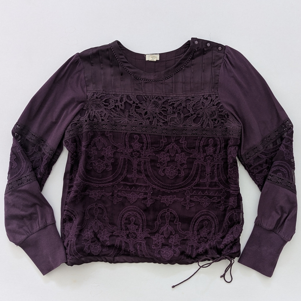 Anthropologie Tiny Plum Lace Shirt M